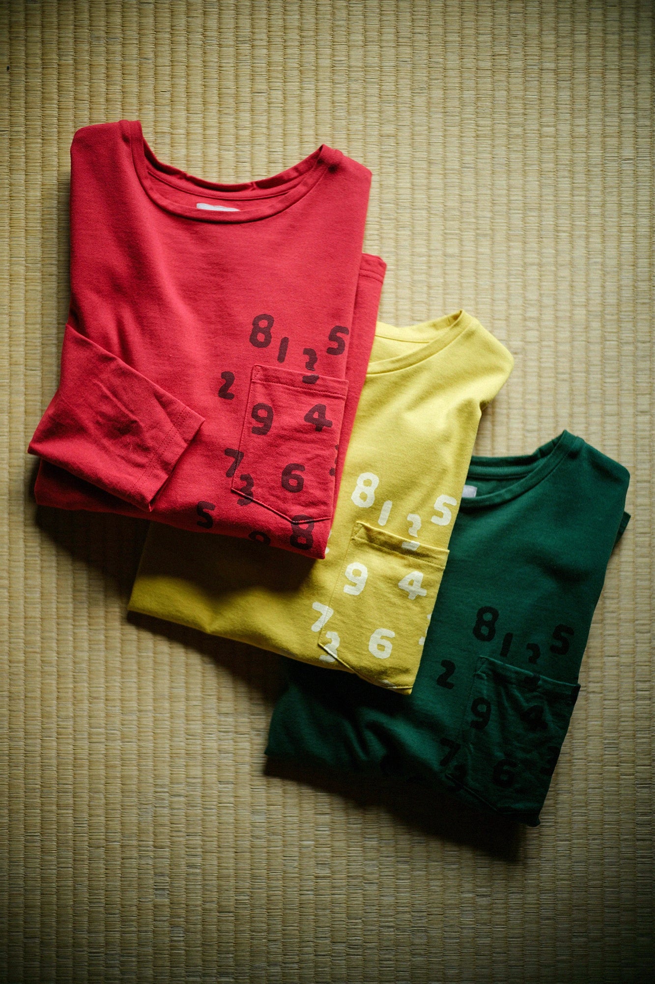 【net限定】プレーティング天竺 長袖ポケットTシャツ／レッド